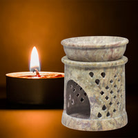 Essential Oil and Incense Burner - Cylindrical, Marbled-Light Colouring